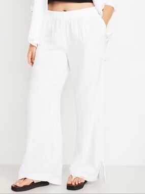 XL Old Navy Wide-Leg Crinkle Gauze Pants - white